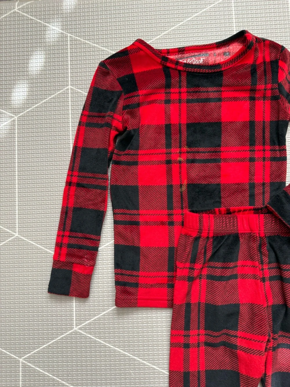 Cat & Jack|FREE w kids purchase,Red & Black Buffalo plaid tartan pajama set•4T